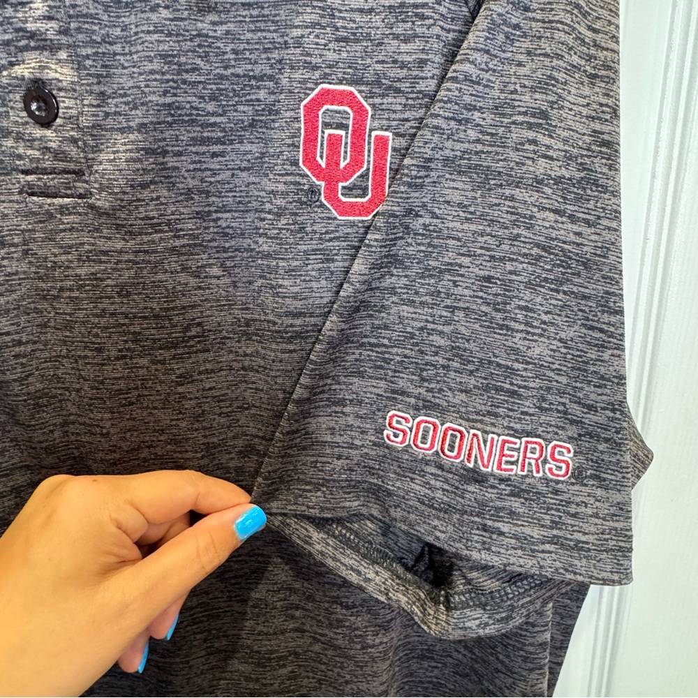 Colosseum Men's XL University of Oklahoma OU Boomer Sooner Dark Grey Polo - Picture 6 of 7